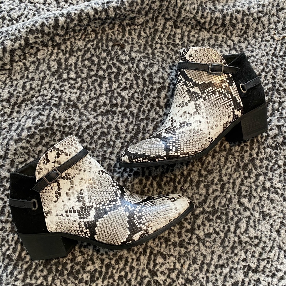 Snake skin booties